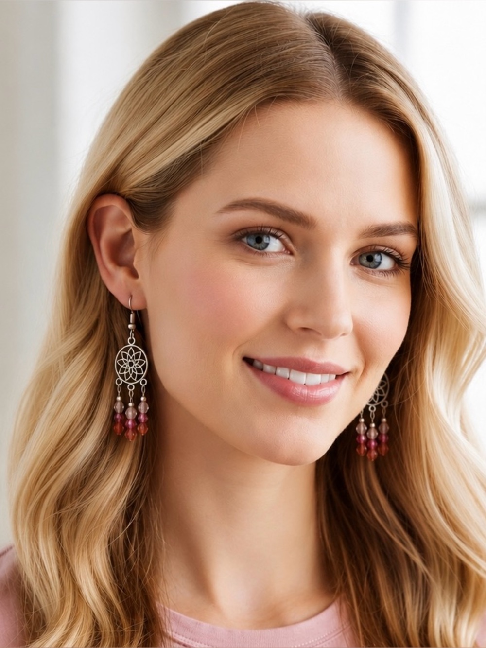 Dahlia Precosia Aurora Borealis Crystal Chandelier Earrings.